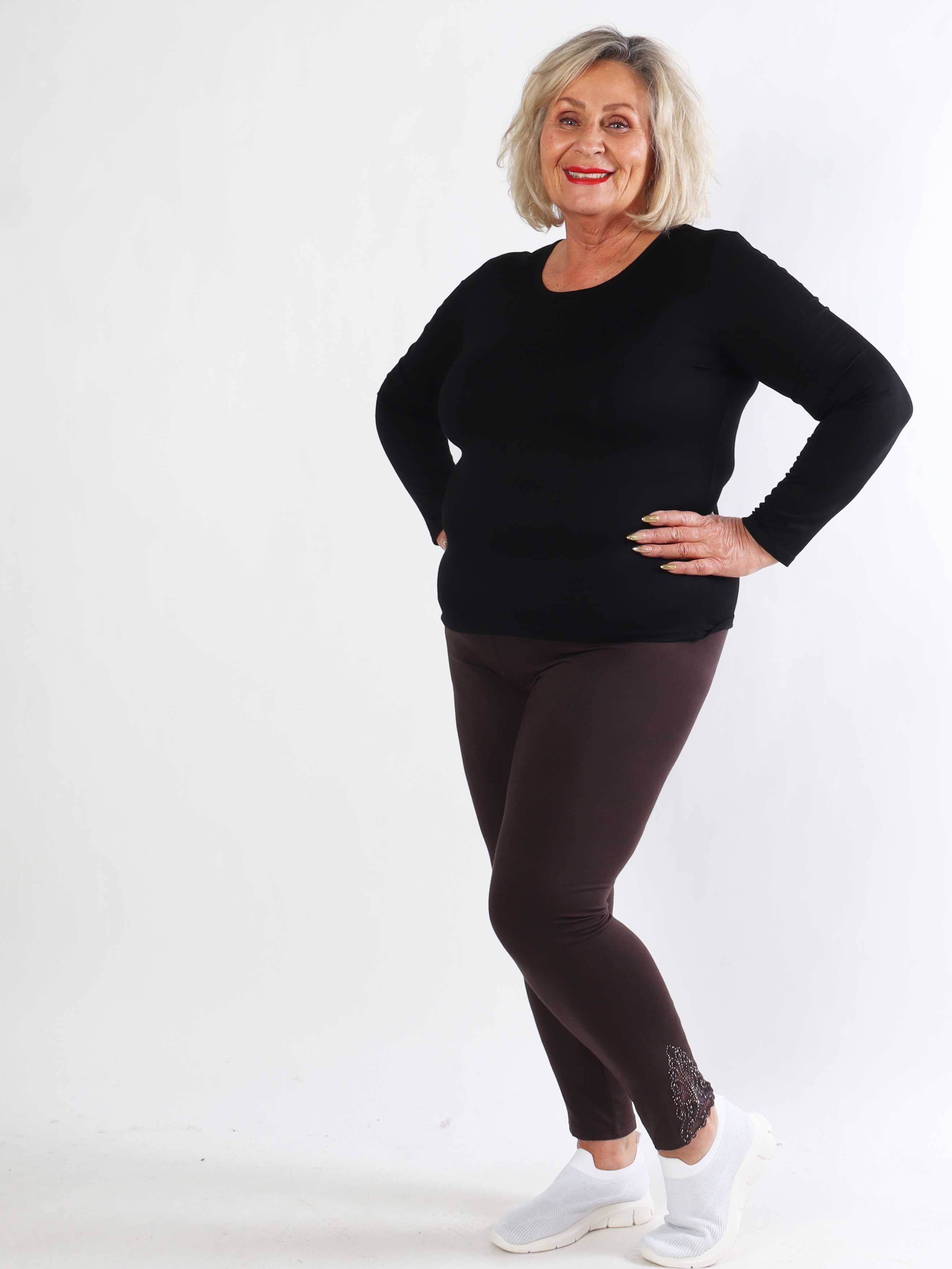 Jackie - Bløde leggings i viskose med blonde og similisten